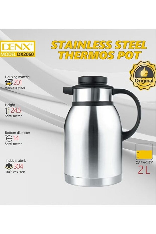 Stainless Steel Thermal Coffee Carafe, Tea and Coffee Dispenser Jug DX2060