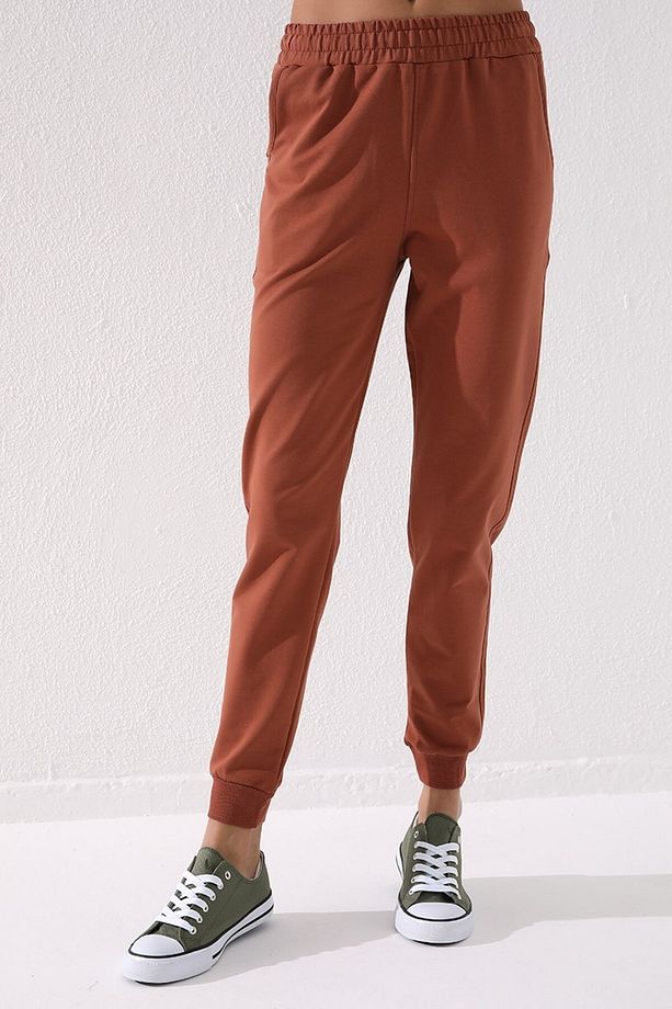 Tarçın Yüksek Bel Jogger Rahat Form Manşetli Kadın Eşofman Alt - 94561 - 2