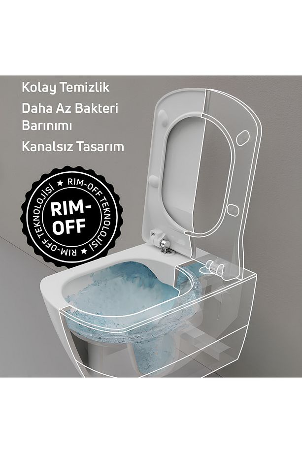 Elegant Mat Antrasit Asma Klozet, Elegant Duroplast Yavaş Kapak - 7