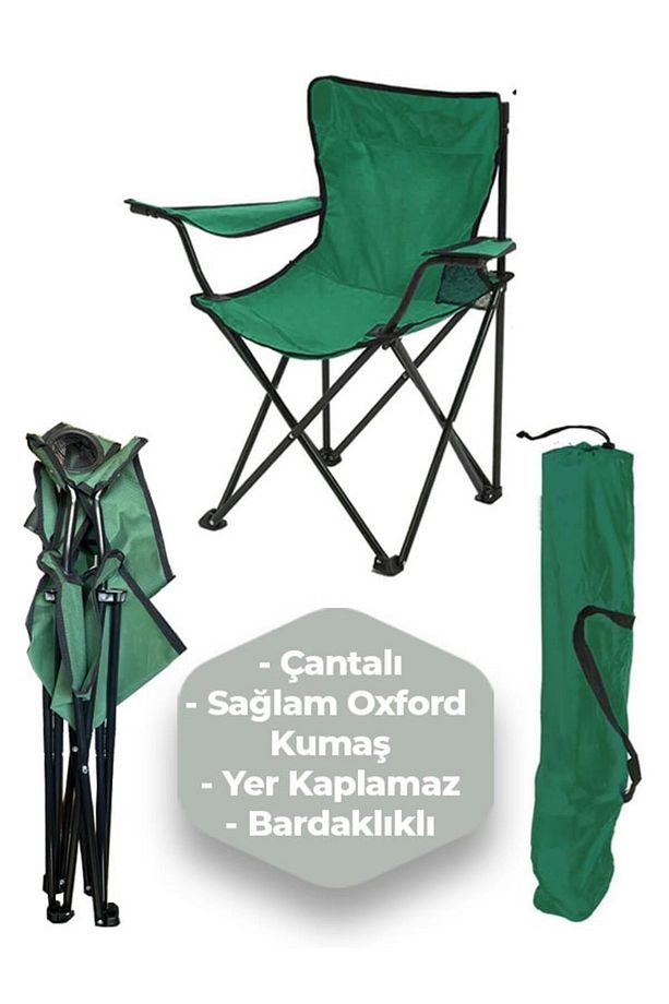 Kampseti Yeşil 3 Kişilik Çadır - 2 Kamp Sandalyesi ve Masa Seti - 5