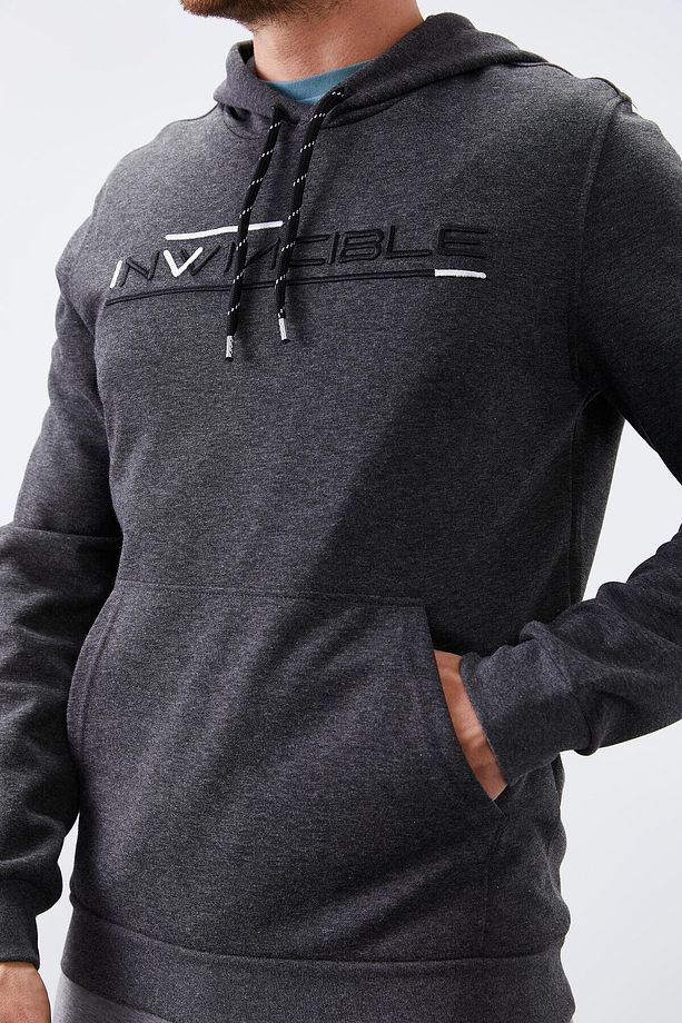 Antrasit Melanj Kanguru Cep Standart Kalıp Kapüşonlu Erkek Sweatshirt - 87883 - 8