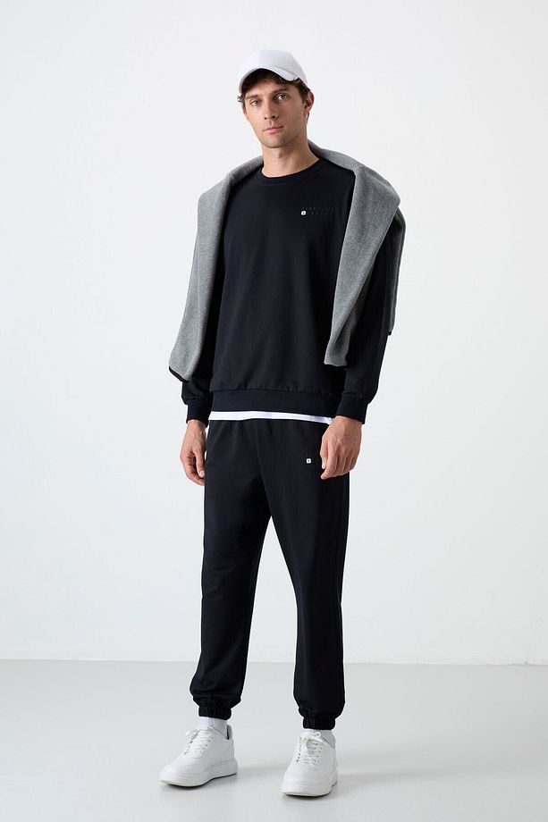 Lacivert Casual O Yaka Jogger Erkek Oversize Eşofman Takımı - 85120 - 9