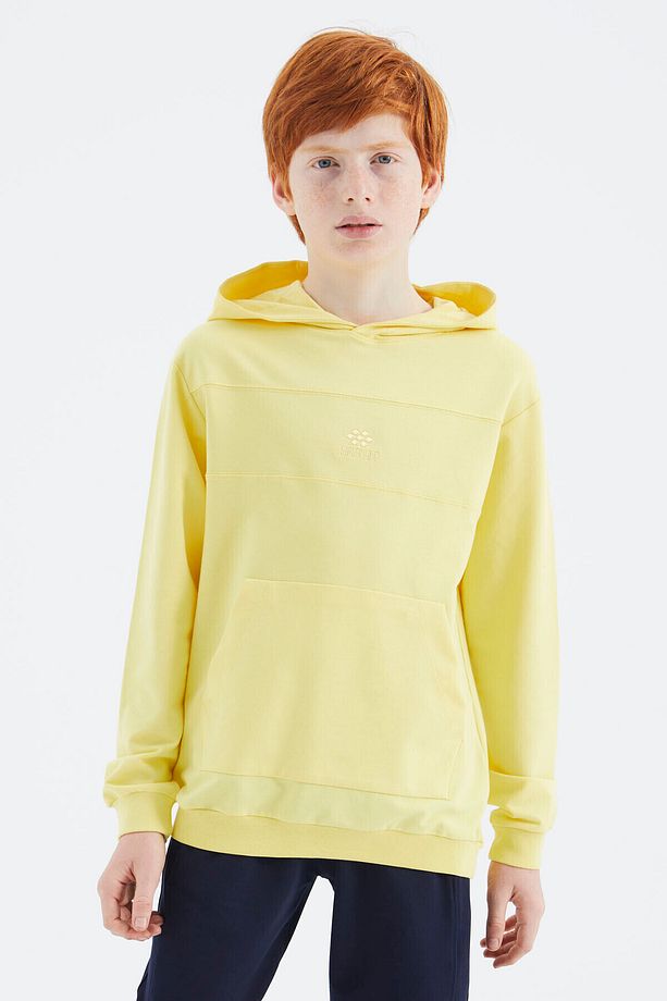 Sarı Kapüşonlu Basic Erkek Çocuk Sweatshirt - 11181 - 8