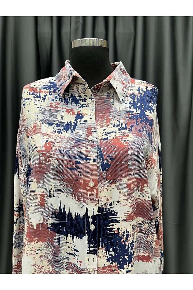 Karma Desenli Viskon Gömlek - 3