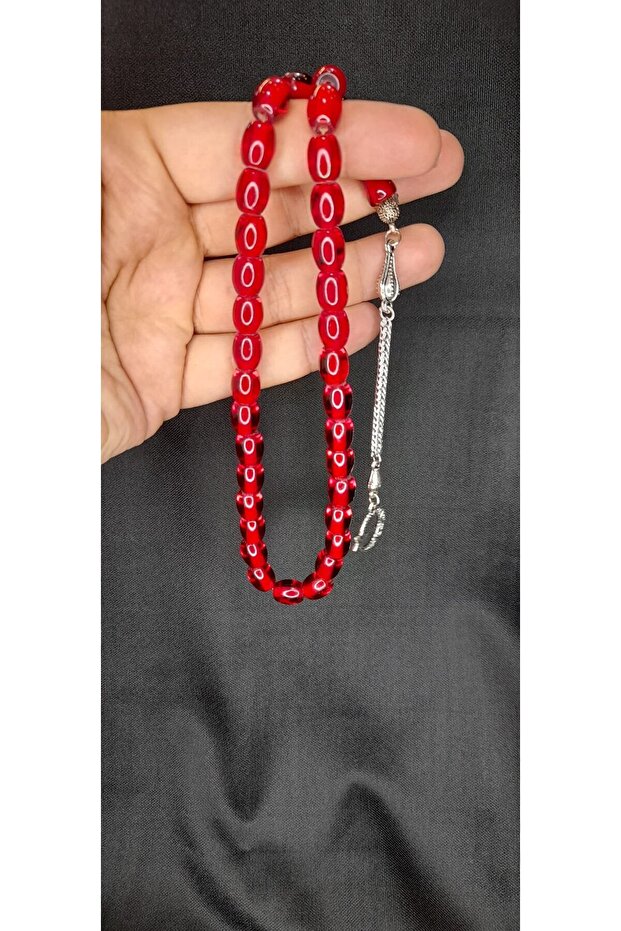 قضيب تثبيت من العنبر الأحمر بقطع على شكل برميل، لون أحمر T-302