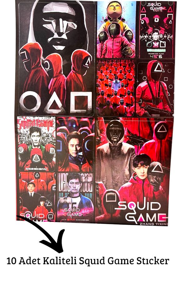 Squıd Game Figür Boyama Kitabı Stıcker Set Toplam 30Adet Squıd Game Stıcker 16 Sayfa Boyama ve Maske - 3