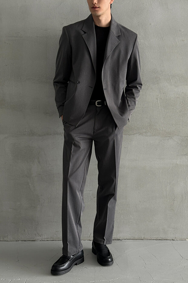 بدلة رجالية كبيرة الحجم بزر واحد - 2