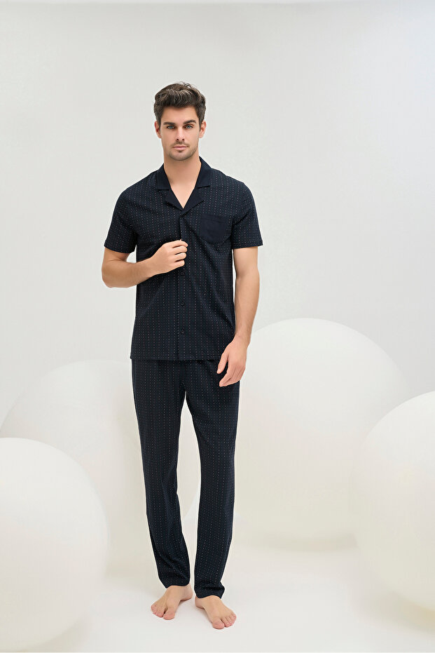 9588 Men's Buttoned Pajama Suit - 2