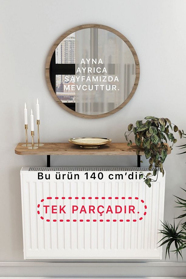 Atlantik Çam Petek Üstü Tak Çıkar , Uçan Raf & Dresuar Duvar Montajsız Oval Kesim 140 Cm - 1