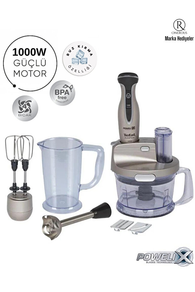 İn Üstün Kaliteli Powelix Activflow 1000 Watt Güçlü Mutfak Robotu Blender Seti, Buz Kırma - 1
