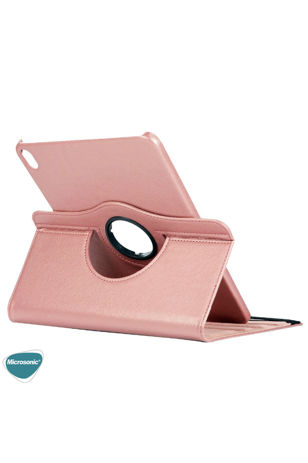 Apple iPad 11.Nesil 2025 Kılıf (A3354-A3355) 360 Rotating Stand Deri Pembe - 4