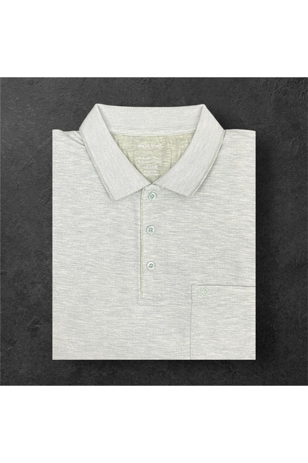 Ercan Men's Large Size Polo Collar Pocket Jacquard Cotton T-Shirt 0141