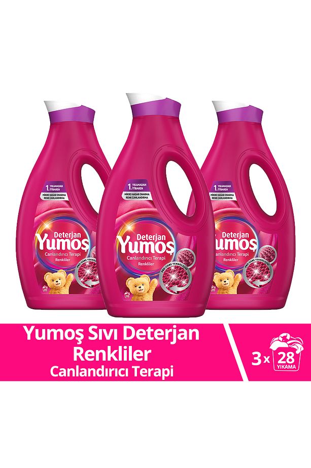 Sıvı Bakım Çamaşır Deterjanı Renkli Giysiler 1690 ml 3 Adet - 1