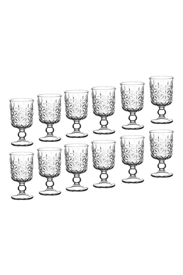 Set of 12 glass cups with base for juice and for all occasions and receptions Capacity 65 mm - 2