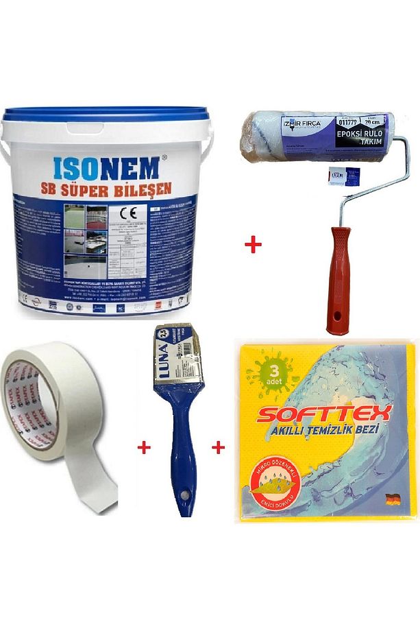 Sb Süper Bileşen Su Yalıtım Boyası + Epoksi Rulo 20 Cm + 2.5 Cm Kestirme + Band +parex Eko Paket-set - 1