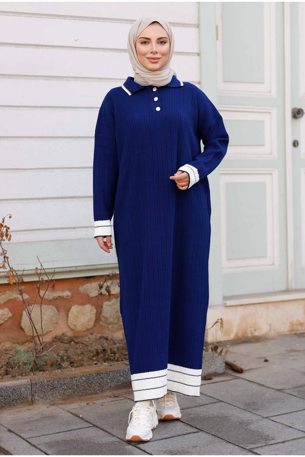Women's Ribbed Striped Knitwear Dress