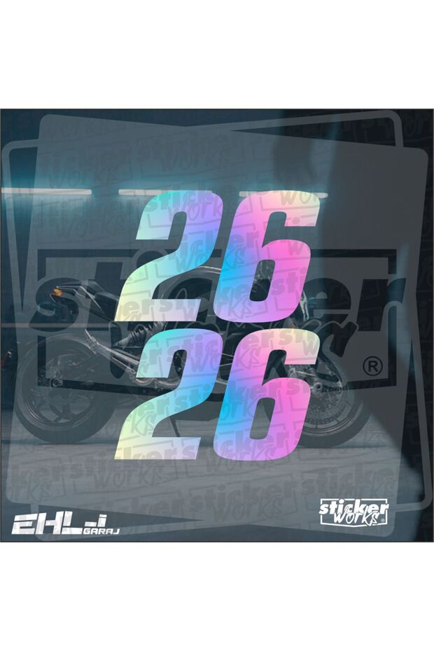 2 Pieces of Number 26 Engine Sticker - Hologram
