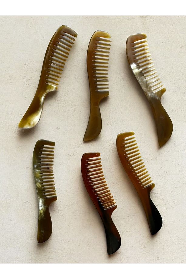 Sığır Boynuzu Doğal Kemik Tarak Seyrek Dişli Kıvırcık Saçlar için Hakiki KT-153 - 20 CM - 3