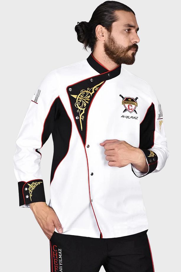İsim Hediyeli Şef Ceketi İsimli Aşçı Ceketi Aşçı Gömleği Aşçı Forması Chef Ceketi Aşçı Kıyafeti - 2