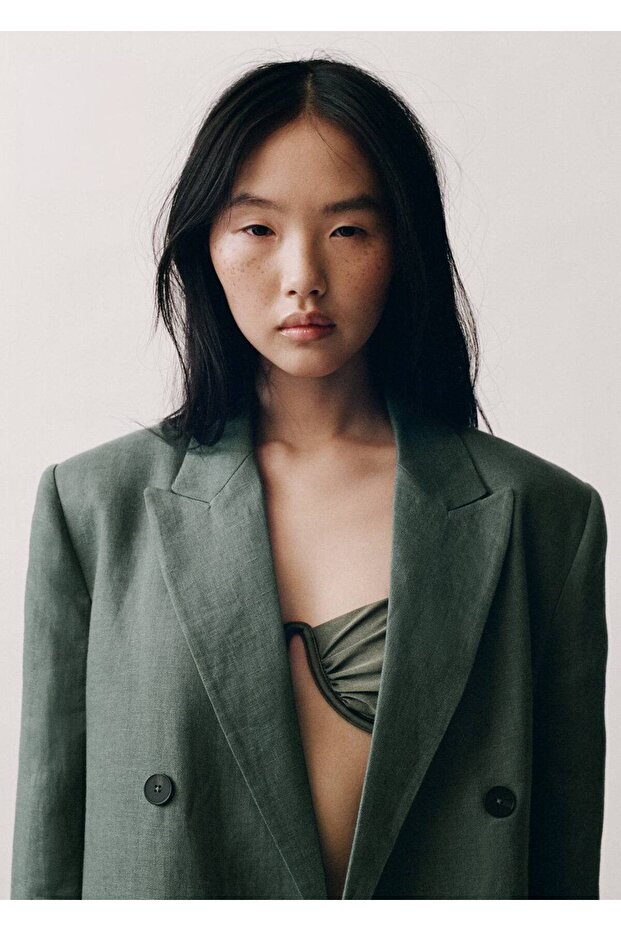 Keten blazer ceket - 6