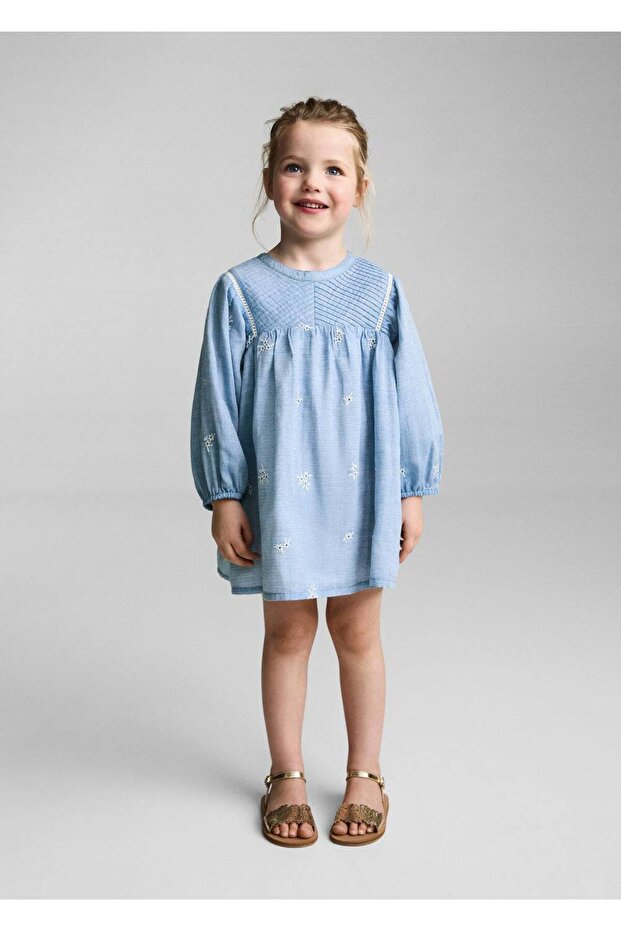 İşlemeli pamuklu elbise - 2