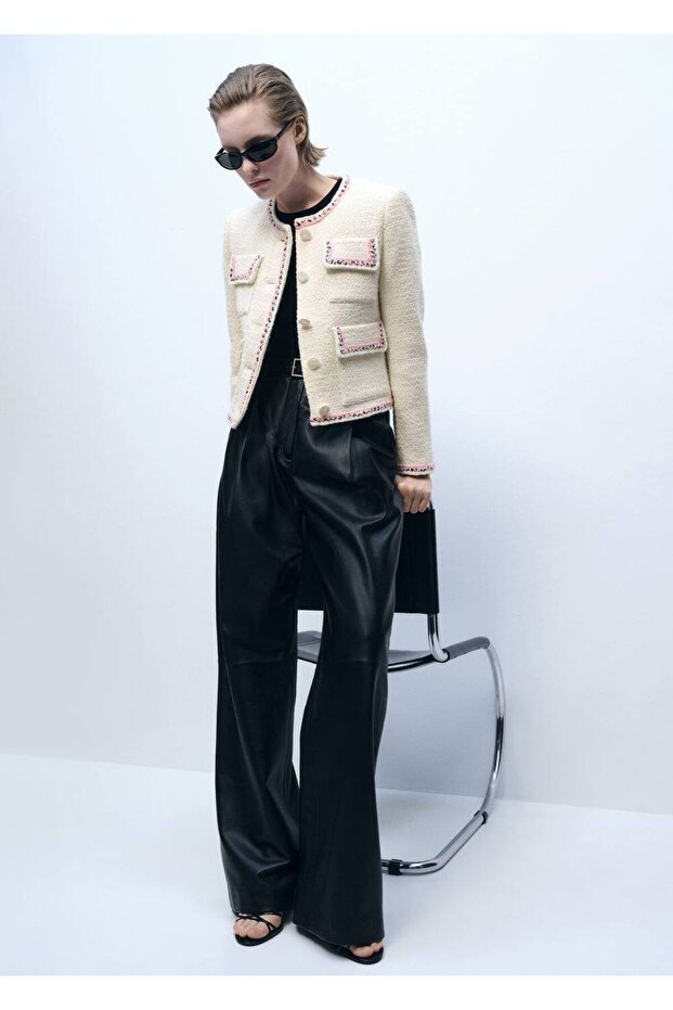 سترة تويد مخططة متباينة - 5