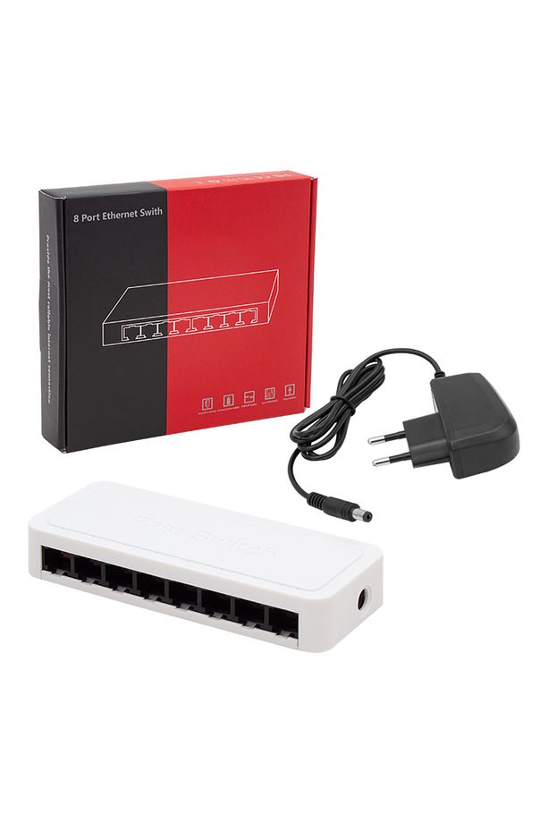 8 Port 10 / 100 Mbit Internet Hub Hup Çoğaltıcı Ethernet Switch Kablo Dağıtıcı Splitter uyumlu - 4