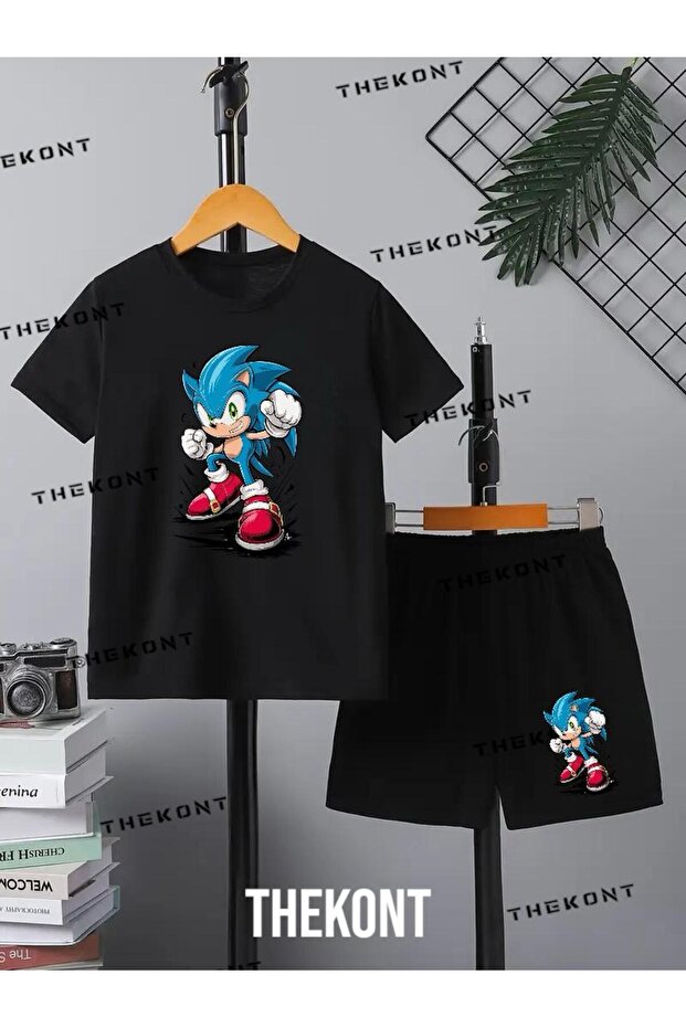 Sonic Printed Children's Summer Shorts-Tee Set