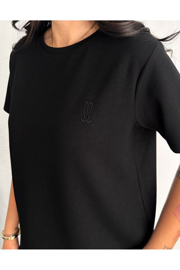Kadın Modal Kumaş Bisiklet Yaka Tshirt Eşofman Takımı - 4