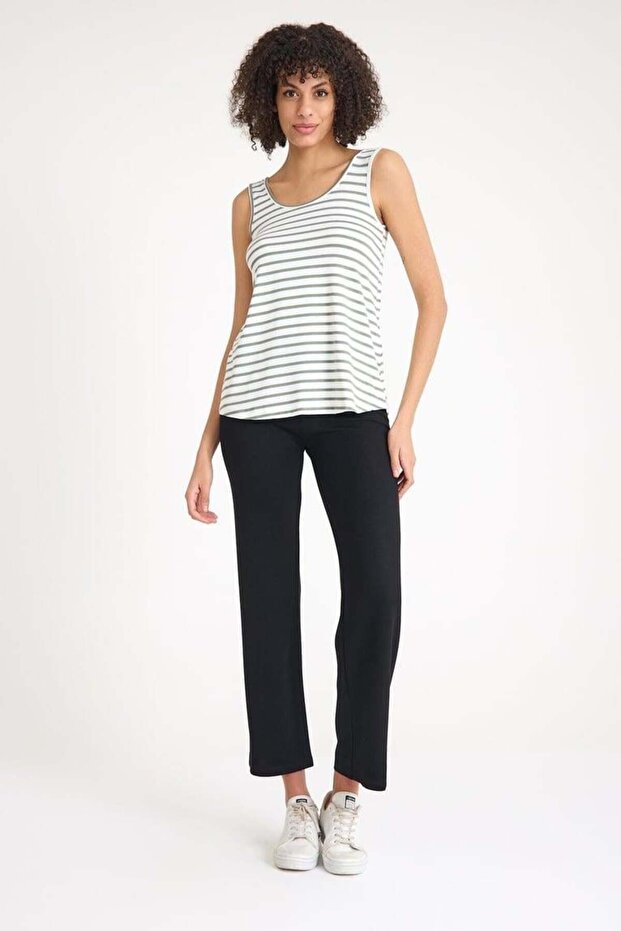 3 قطع تي شيرت بدون أكمام بقصة مريحة وحزام سميك أساسي - 2