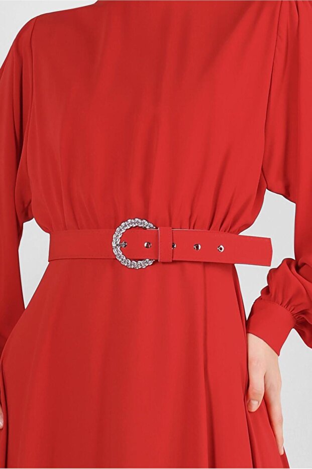 GENİŞ KOL VOLANLI ELBİSE 43591 - 4