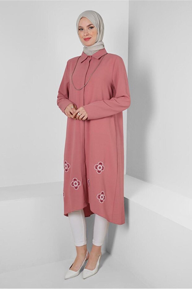 ÇİÇEK DESENLİ GÖMLEK YAKA UZUN TUNİK 43790 - 2