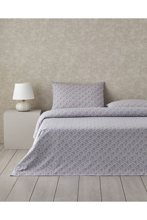 Floral Breeze Kolay Ütülenir Çift Kişilik Nevresim Takımı 200x220 cm Mor - 1