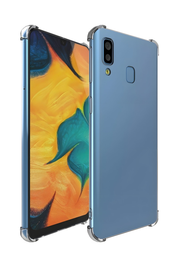 Galaxy A20/A30 Case Antishock Shock Absorbing Flexible Transparent Silicone Cover with Camera Protection