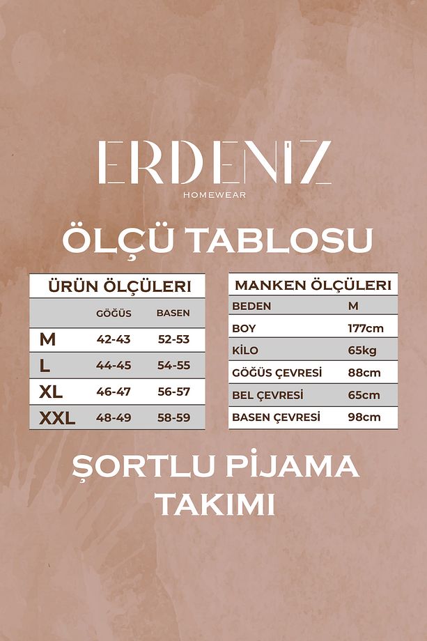 Kadın Önü Düğmeli Şortlu Saten Pijama Takımı / Nakışlı ve Cepli Çizgili Pijama Şort Takım - 8