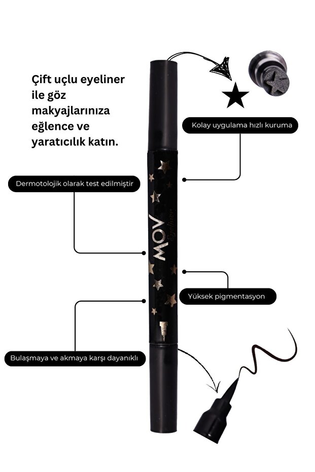 Yıldız Desenli Eyeliner - Siyah - 1