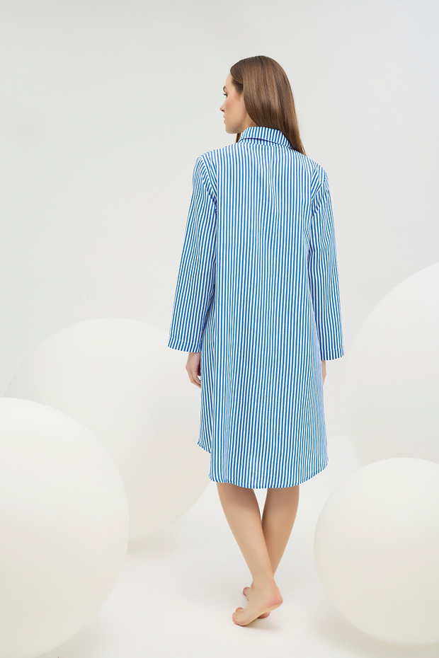 16729 KADIN DÜĞMELİ GÖMLEK YAKA GECELİK - 4