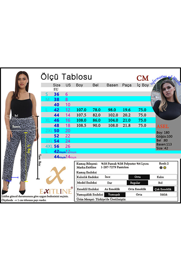 Kadın Leopar Desenli Pantolon - 3