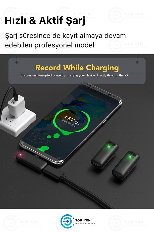 Şarj Kutulu Pro Model Type C Girişli Yaka Mikrofonu Influencer Youtuber Tiktok İçin Mini Mikrofon - 6