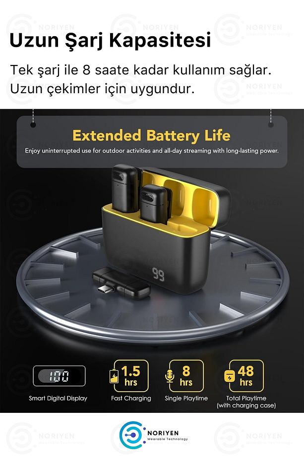 Şarj Kutulu Pro Model Type C Girişli Yaka Mikrofonu Influencer Youtuber Tiktok İçin Mini Mikrofon - 3