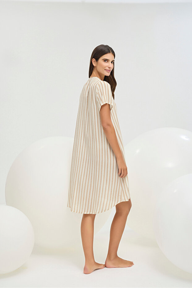 16388 KADIN DÜĞMELİ KISA ELBİSE - 4