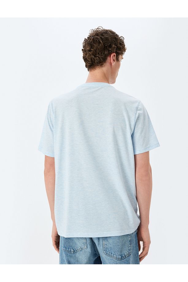 Kısa Kollu Bisiklet Yaka Regular Fit Pamuk Karışımlı Basic Tişört - 4