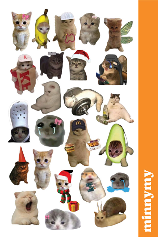 Minnymy Komik Kedi, Kediler, Funny Sticker, Çıkartma, Ajanda, Günlük, Planlayıcı, Bullet Journal , Scrapbook
