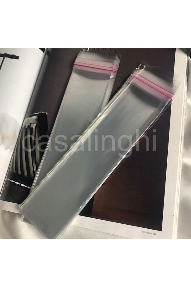 5x20 Cm (50 ADET) (KAPAK PAYI DAHİL) Şeffaf Poşet Bantlı Jelatin Opp Torba Paket - 3