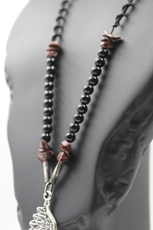 Kırmızı Jasper ve Sembolik Kolye - El Yapımı Kolye - 8