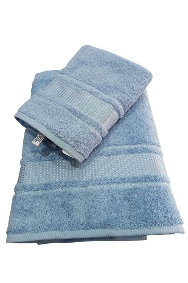 Özdilek 2-Piece Bath Towel Set (90X150 cm Bath Towel + 50X90 cm Head Towel) Blue