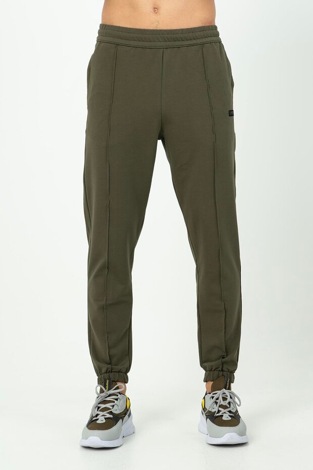 Comfort Men's Ribbed Leg Open Khaki Sweatpants
