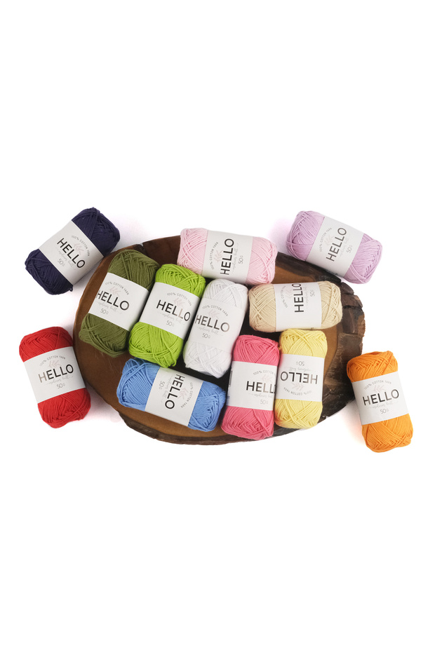 Hello Yarn 12 Pack (Punch, Amigurumi, Blouse, Baby Wool) 50 Gr Cotton Yarn