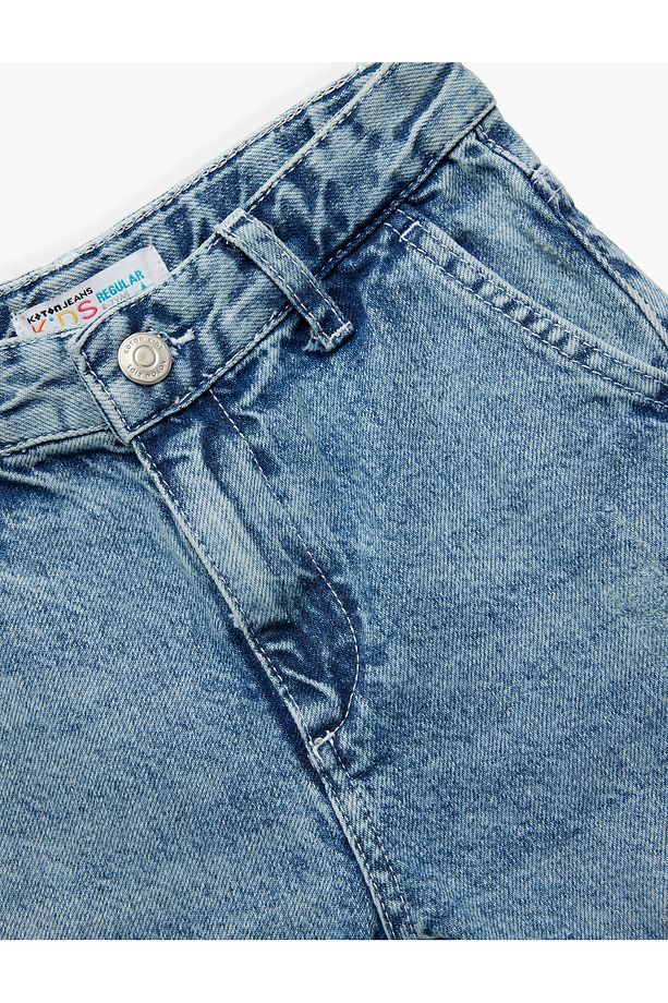 Cep Detaylı Pamuklu Denim Şort - 5