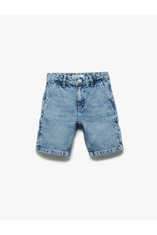 Cep Detaylı Pamuklu Denim Şort - 3